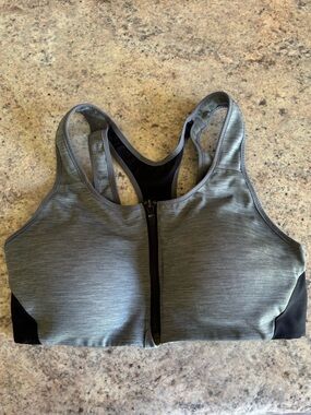 Nike Women's Size M Gray High-Support Padded Zip-Front Sports Bra